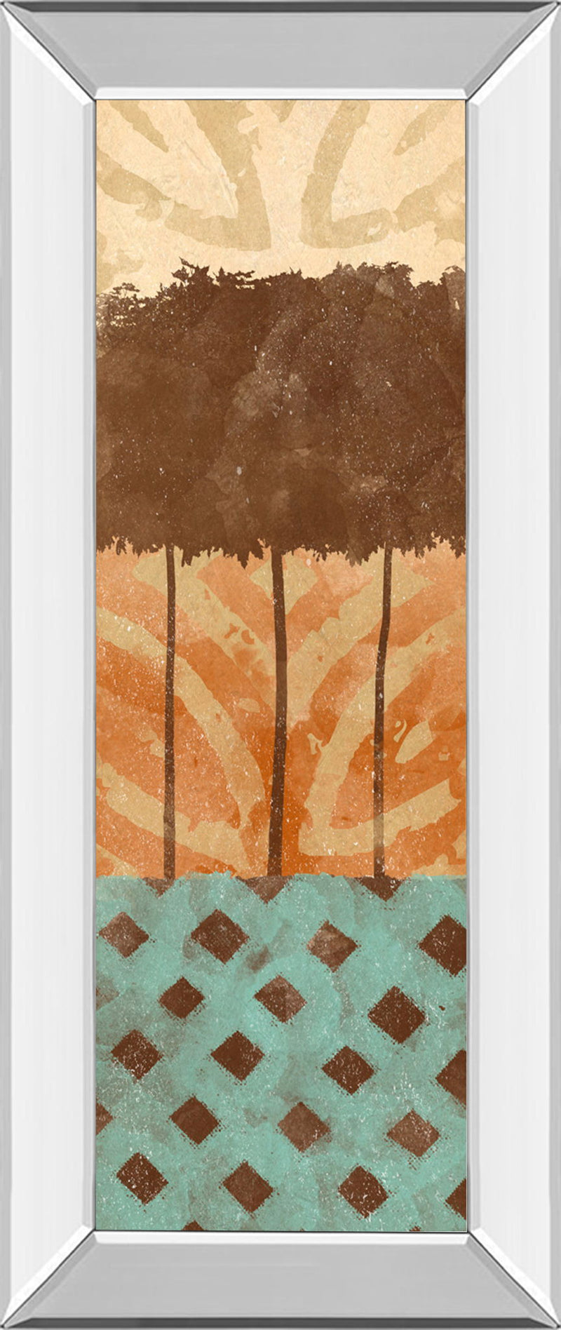 Tribal Trio Il By Alonzo Saunders - Mirror Framed Print Wall Art - Light Brown