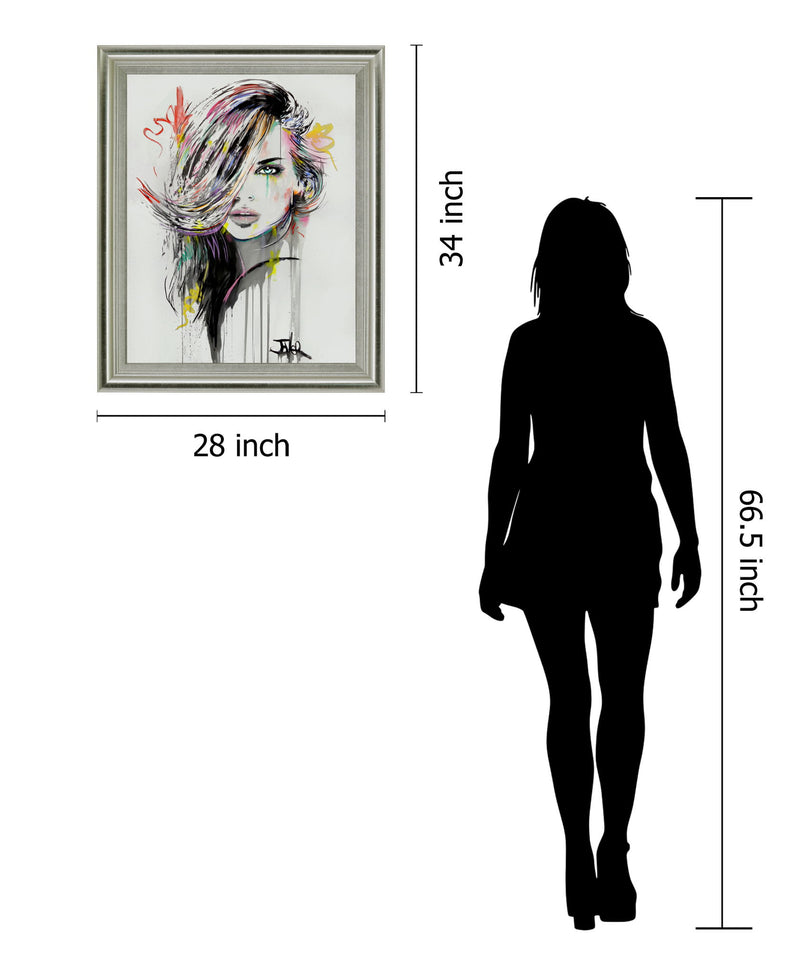 Chromatic Muse - 28" x 34" Framed Wall Art - Gray