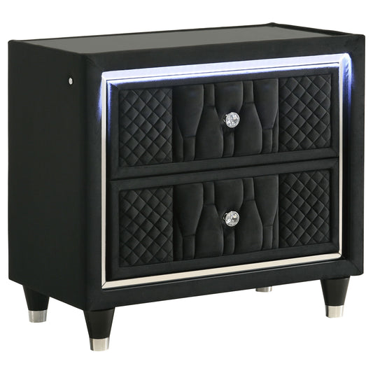 Lorient 2-drawer LED Nightstand with USB Black