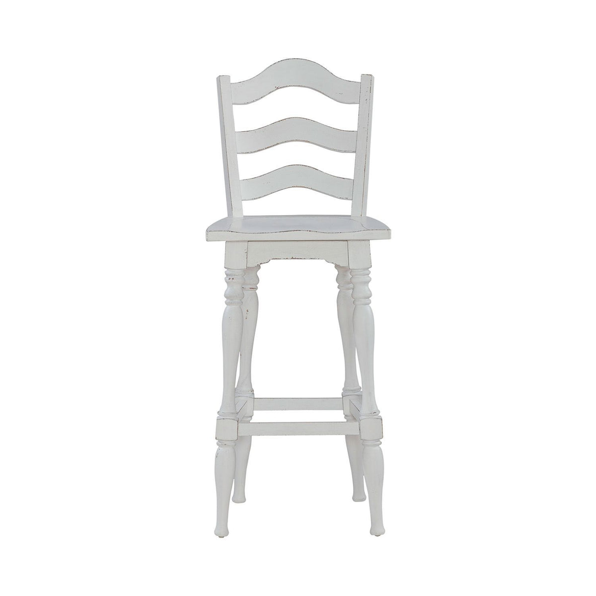 Magnolia Manor - Ladderback Swivel Bar Stool - Antique White
