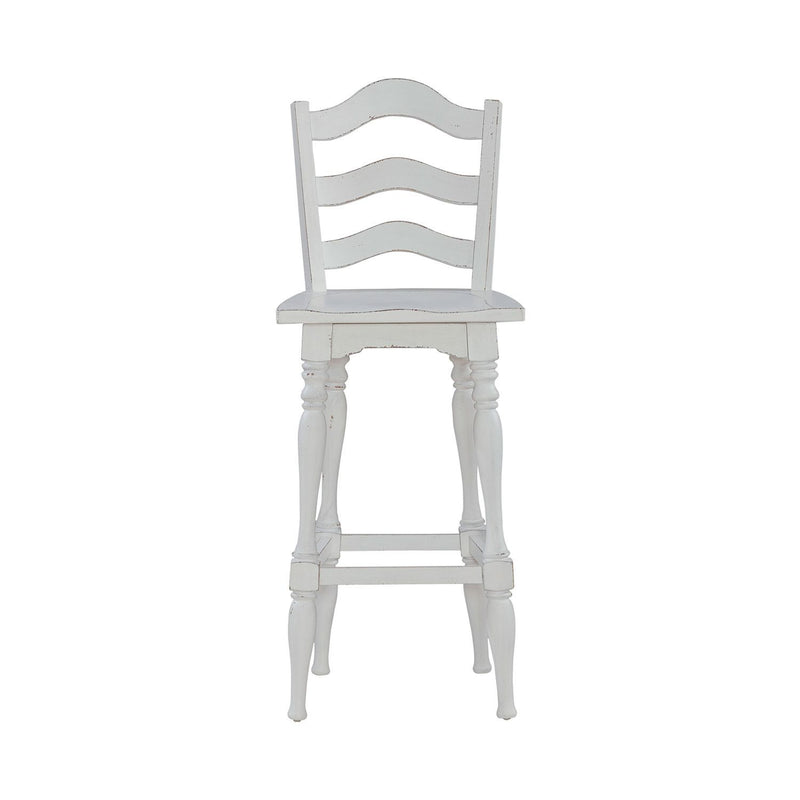 Magnolia Manor - Ladderback Swivel Bar Stool - Antique White