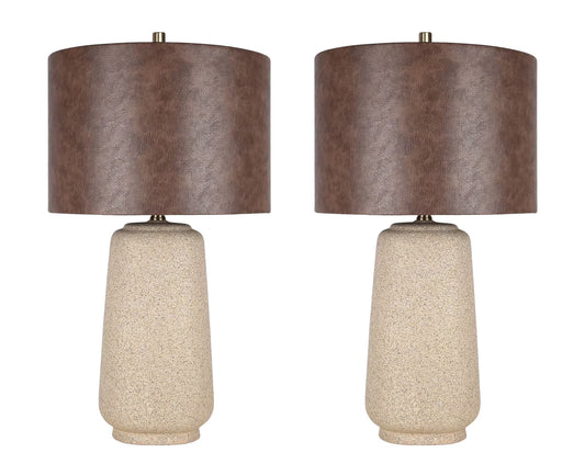 "Rustic Harmony" Ceramic Table Lamp (Set of 2) - Rock