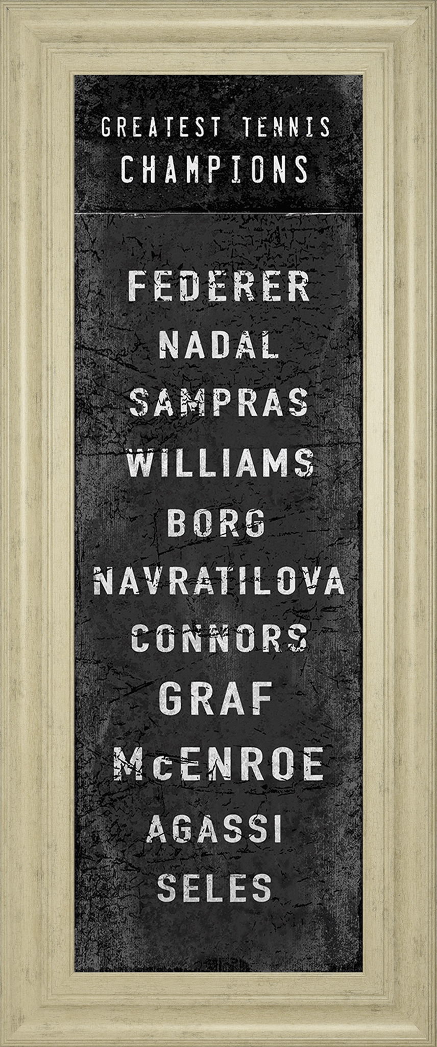 The Greatest Tennis Champions By The Vintage Collection - Framed Print Wall Art - Black