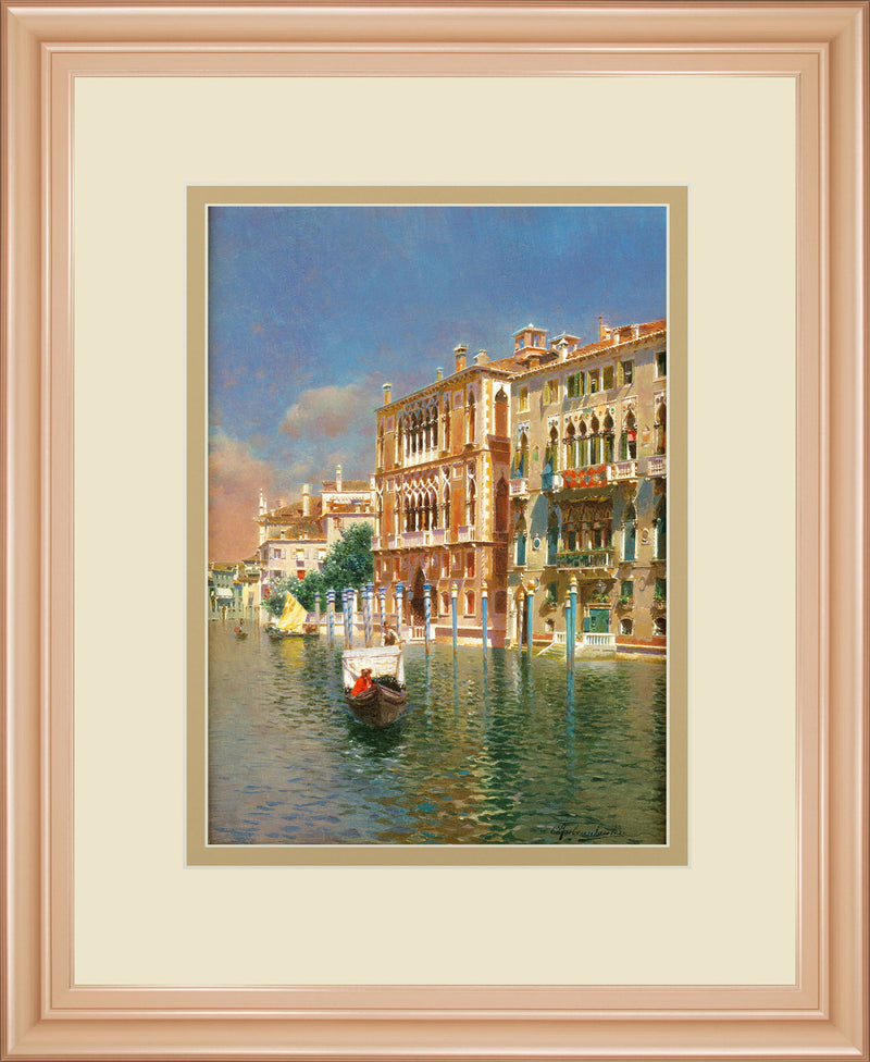 The Grand Canal, Venice By Rubens Santora - Framed Print Wall Art - Beige