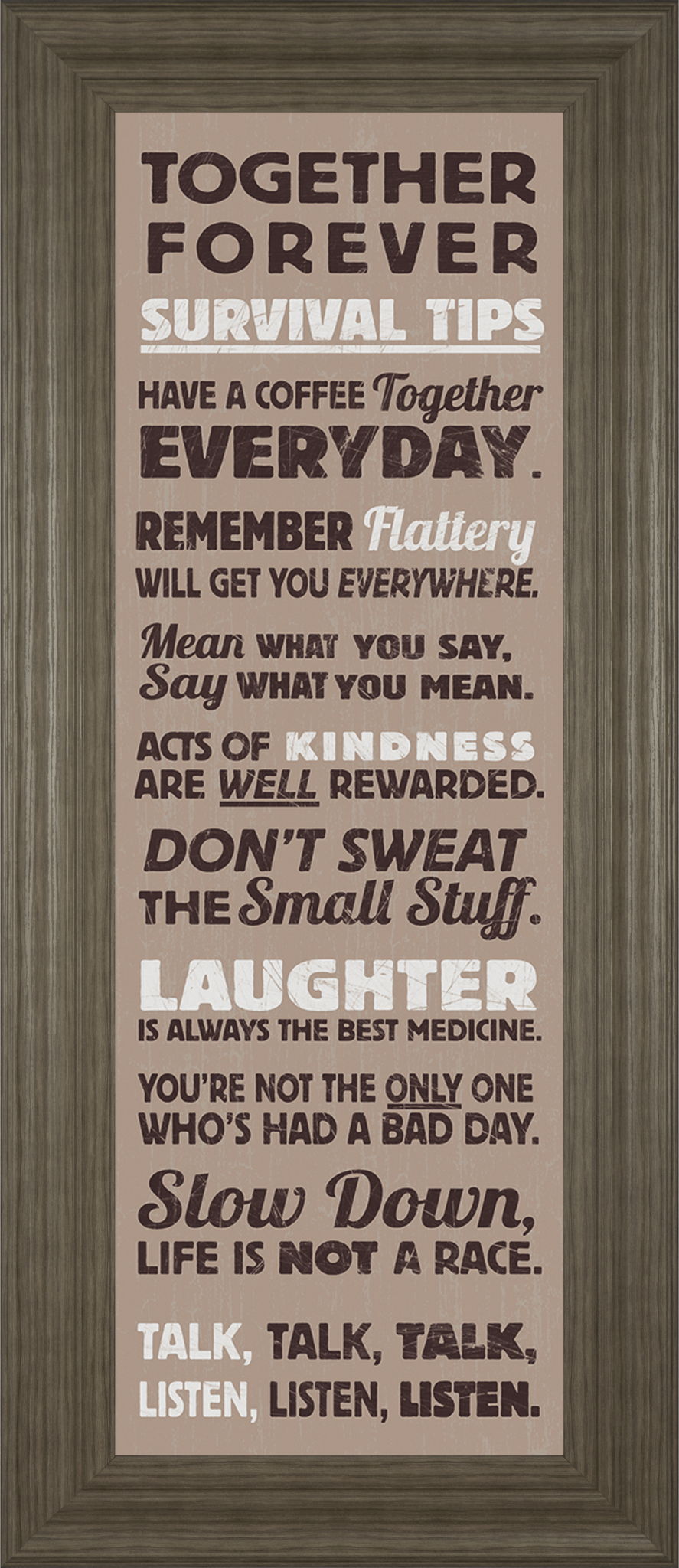 Survival Tips I By The Vintage Collection - Framed Print Wall Art - Light Brown