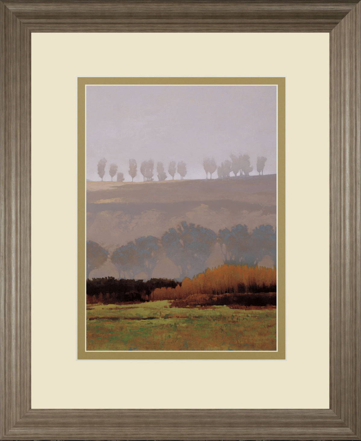 Trees Above The River By M. Bohne - Framed Print Wall Art - Light Brown