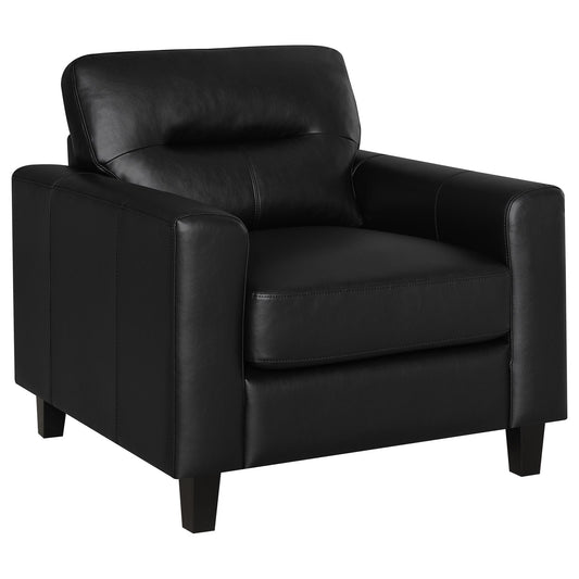 Scotland Faux Leather Upholstered Track Arm Chair Black