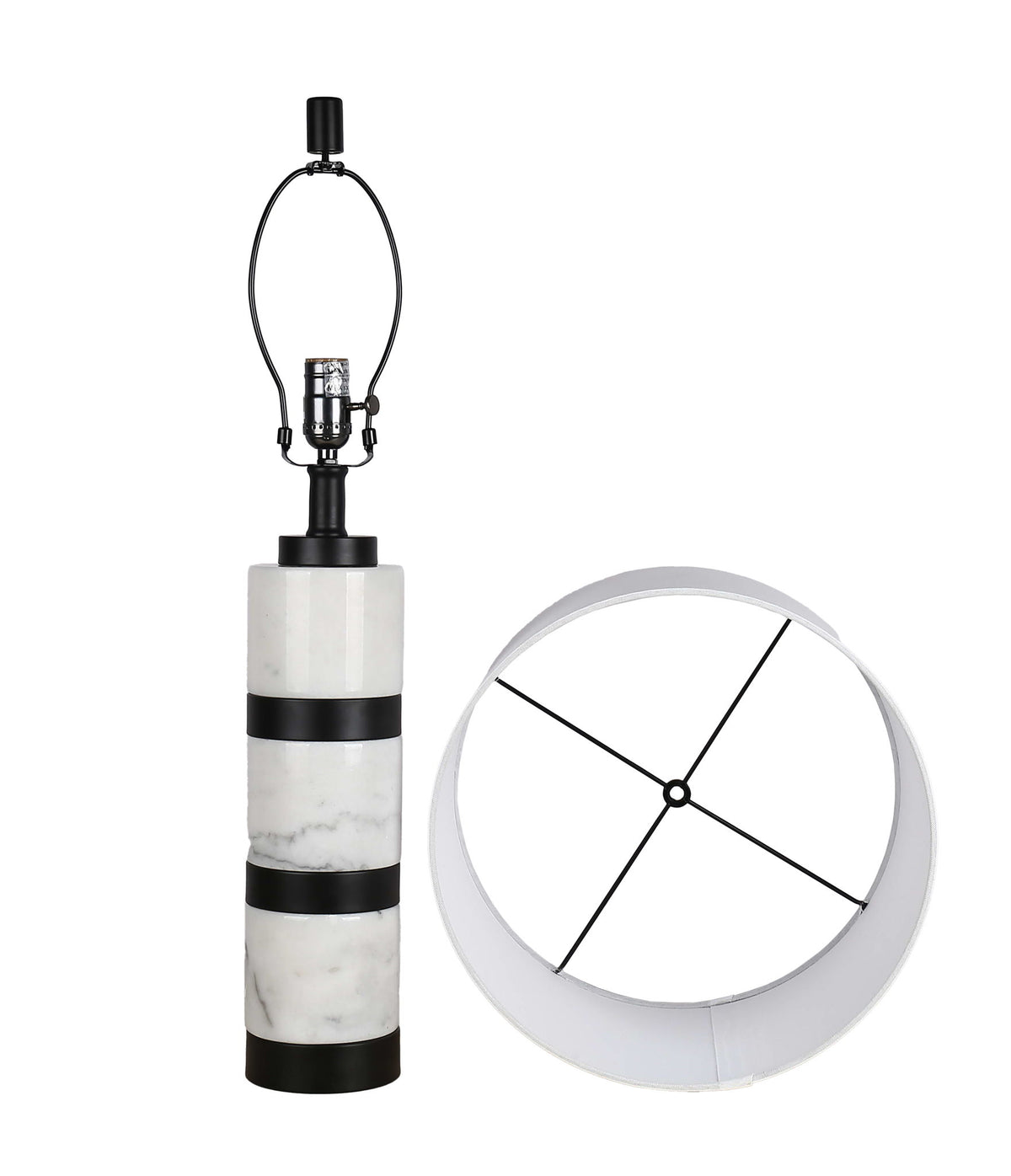 "Marble Harmony" Marble Table Lamp - White Marble / Matte Black