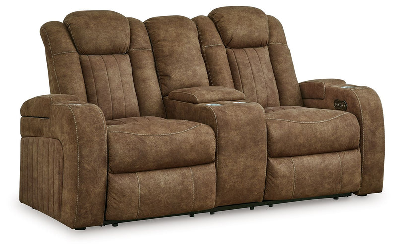 Wolfridge - Power Reclining Loveseat With Console /Adj Hdrst - Brindle