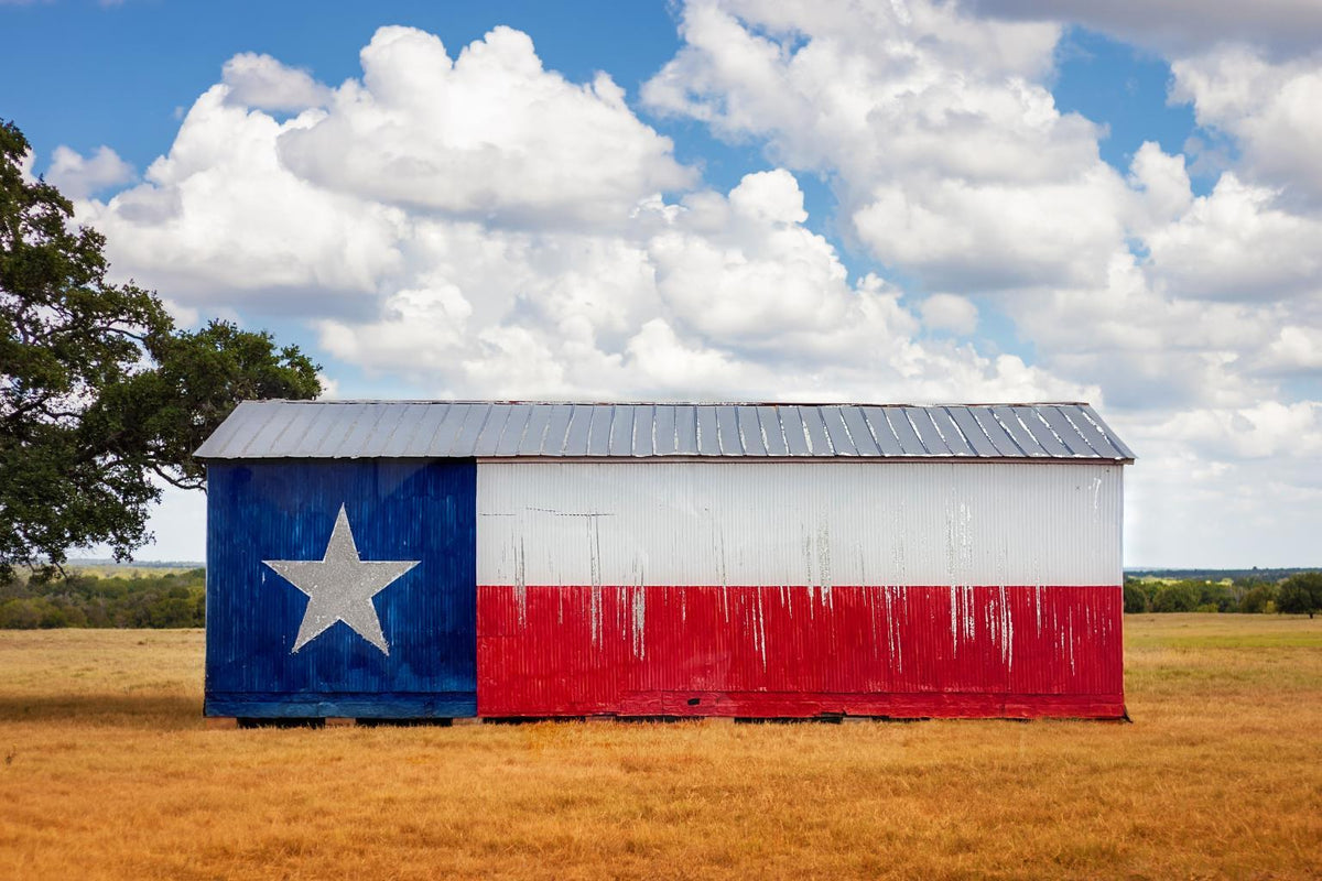 Tempered Glass With Foil - Txas Flag Barn - White