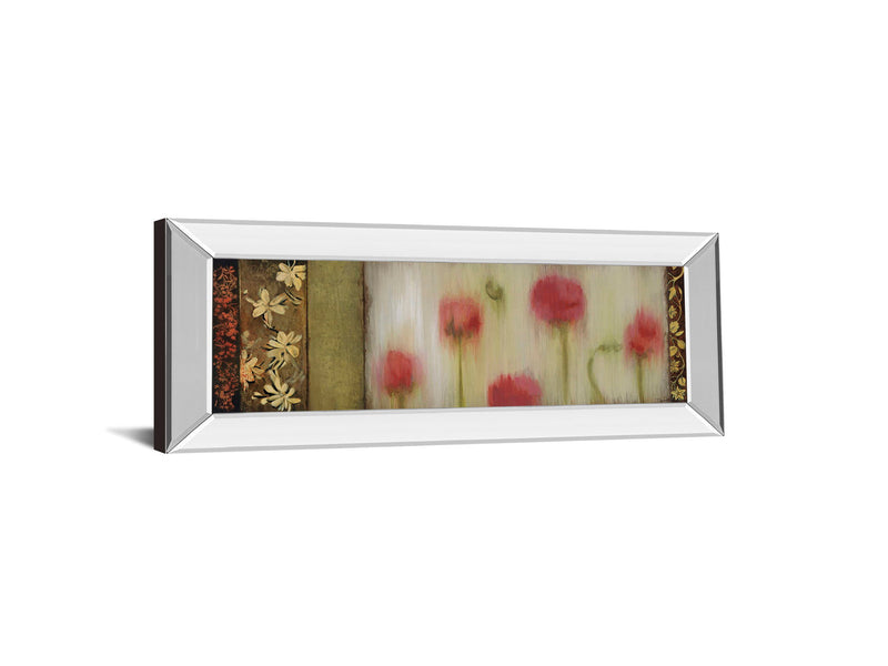 Rain Flower Il By Dysart - Mirror Framed Print Wall Art - Beige