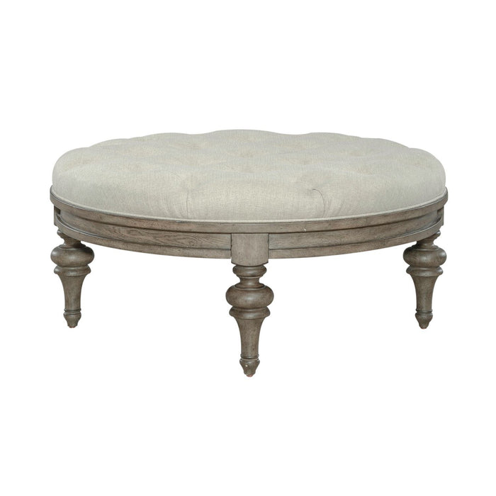 Americana Farmhouse - Round Cocktail Ottoman - Light Brown