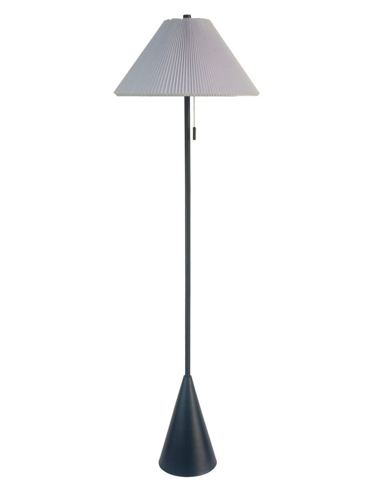Conical Oasis Metal Floor Lamp - Matte Black / White