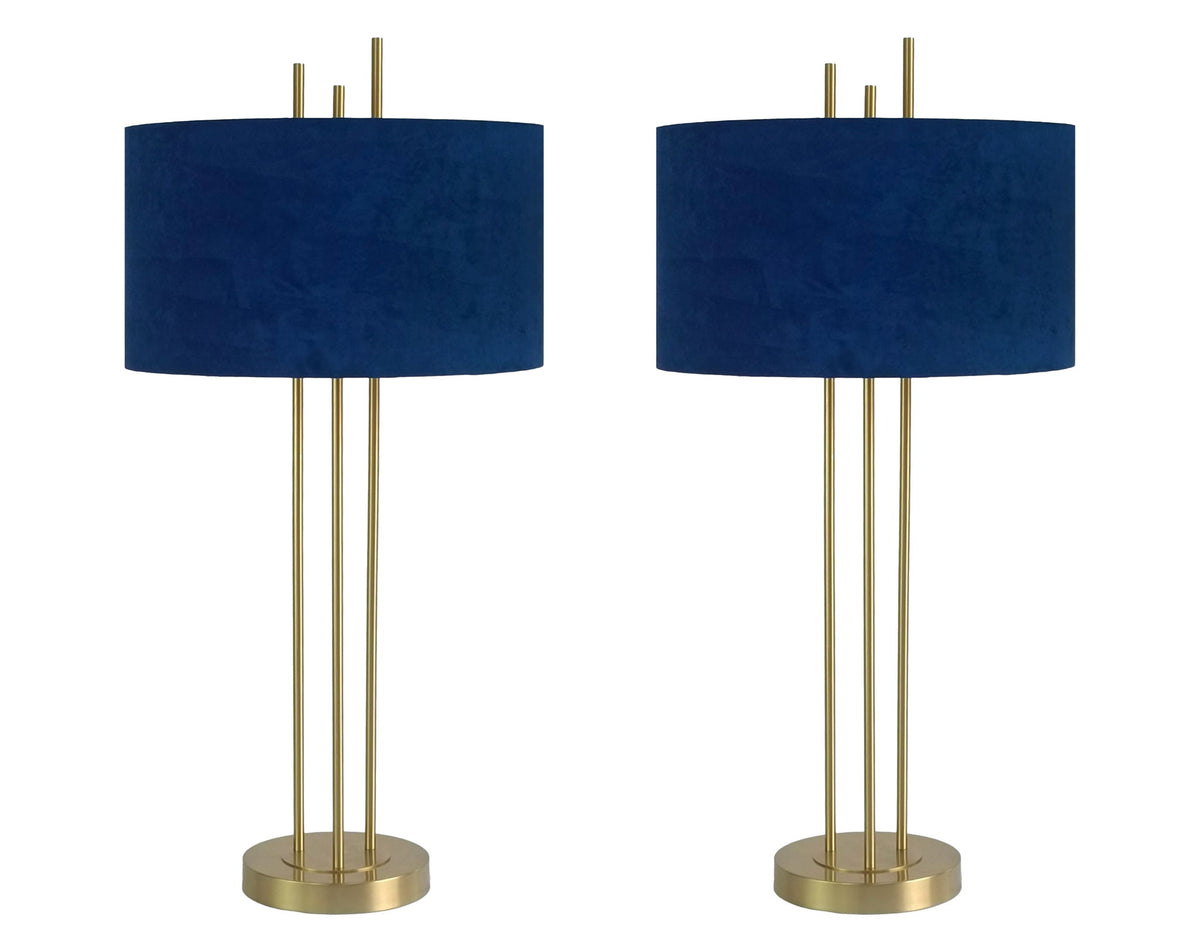"Velvet Radiance" Metal Table Lamp (Set of 2) - Plated Gold Fiish
