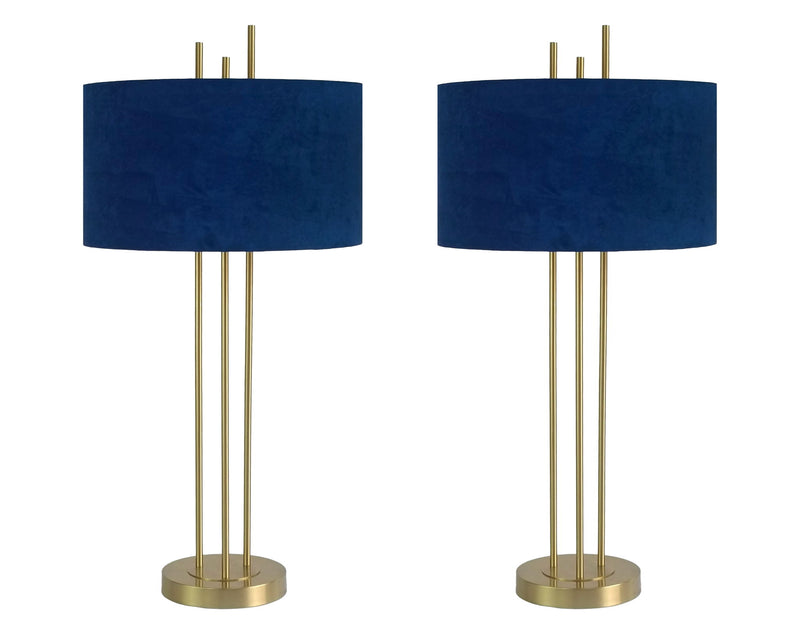 "Velvet Radiance" Metal Table Lamp (Set of 2) - Plated Gold Fiish
