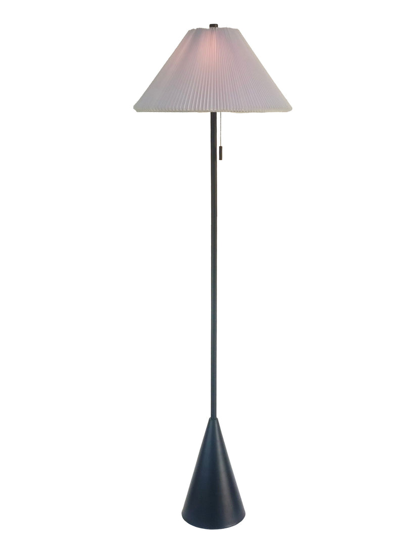 Conical Oasis Metal Floor Lamp - Matte Black / White