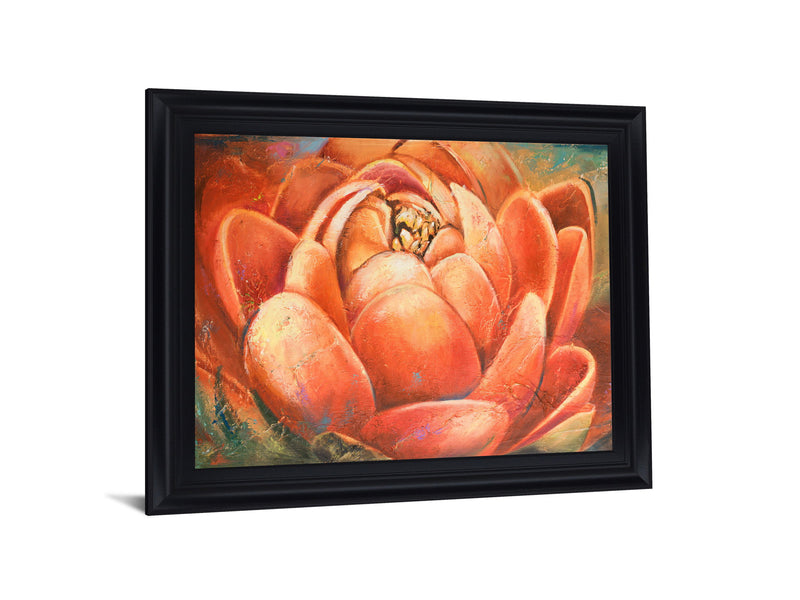 Saffron Petal Radiance - 28" x 34" Framed Wall Art - Orange
