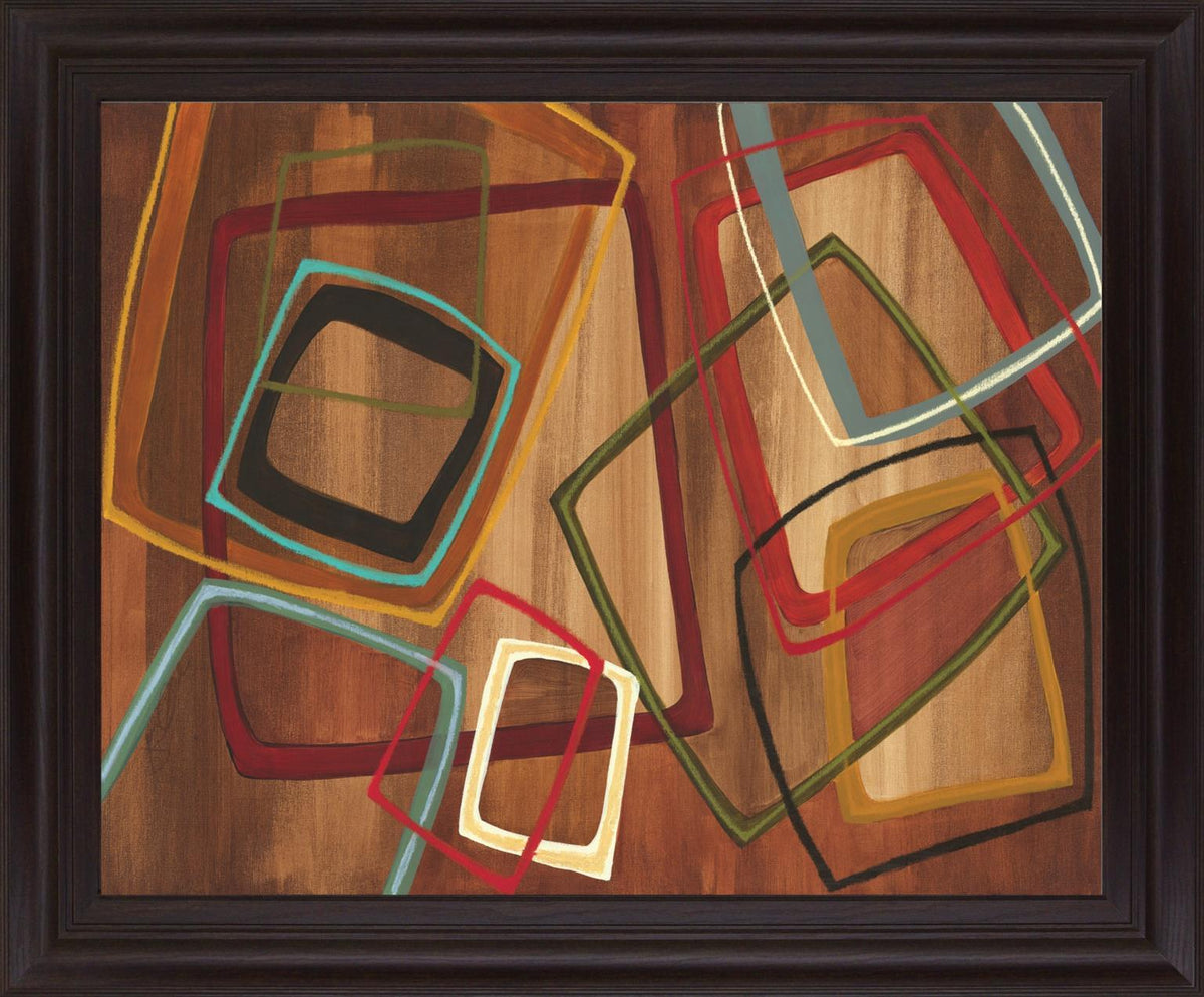 Overlapping Shapes - 28" x 34" Framed Wall Art - Dark Brown