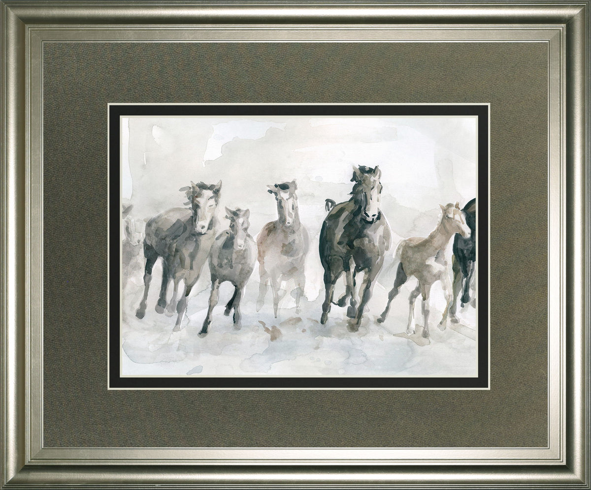Running Wild By Carol Robinson - Framed Watercolor Print Wall Art - Dark Gray