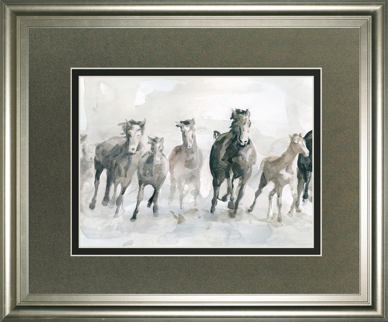 Running Wild By Carol Robinson - Framed Watercolor Print Wall Art - Dark Gray