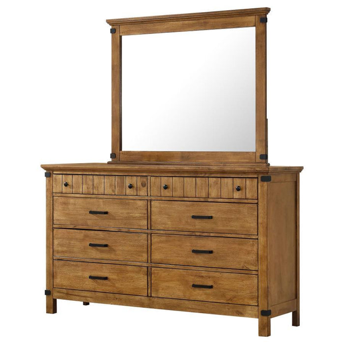 Brenner - 8-Drawer Dresser With Mirror - Rustic Honey