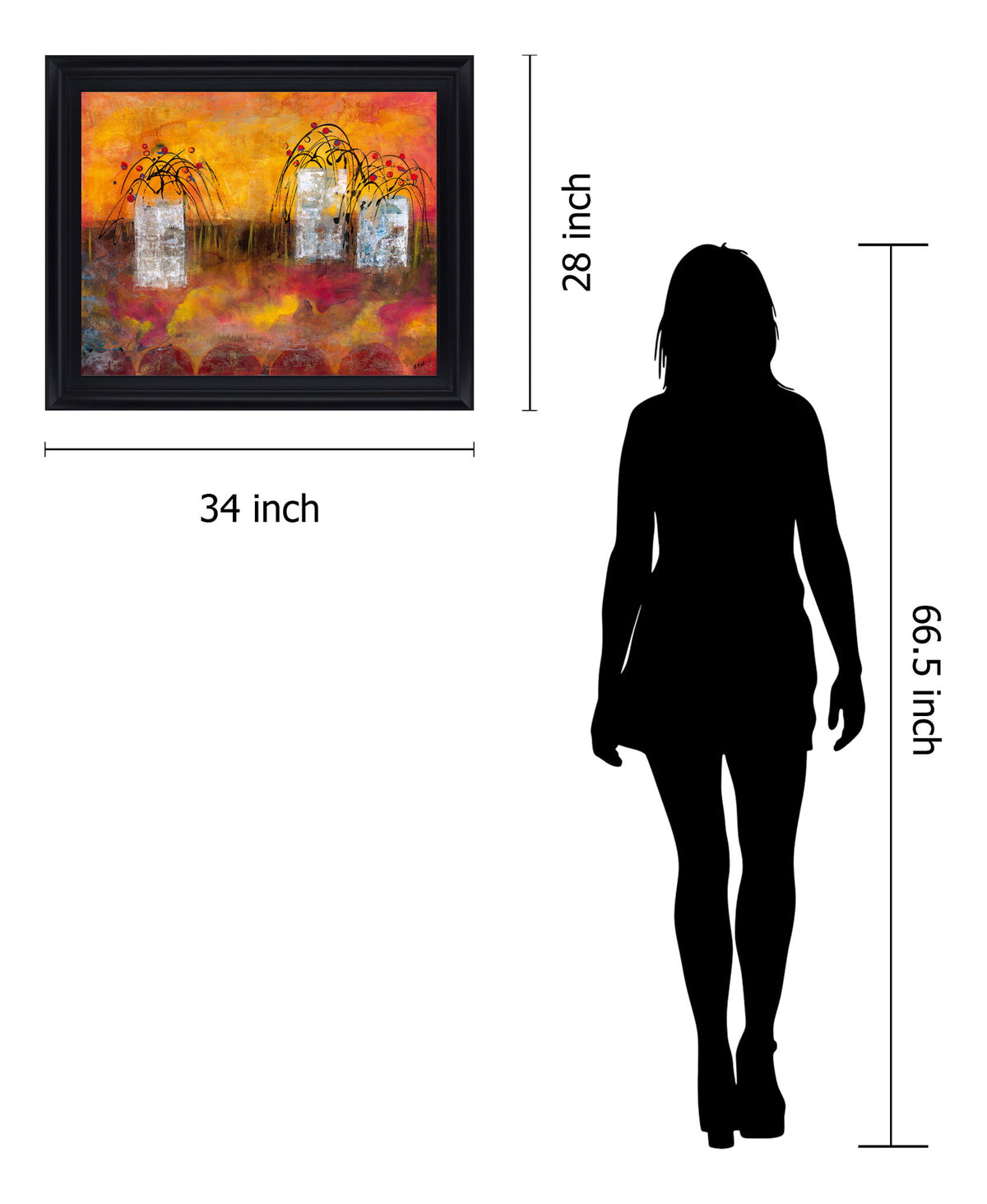 Sunlit Whimsy - 28" x 34" Framed Wall Art - Orange