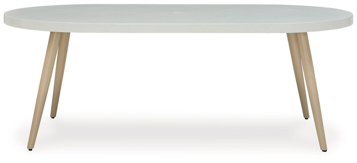 Seton Creek - Oval Dining Table With Umb Opt - White