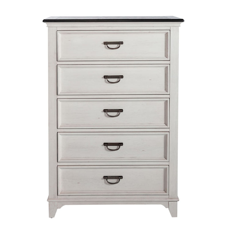 Allyson Park - 5 Drawer Chest - Wirebrushed White / Charcoal