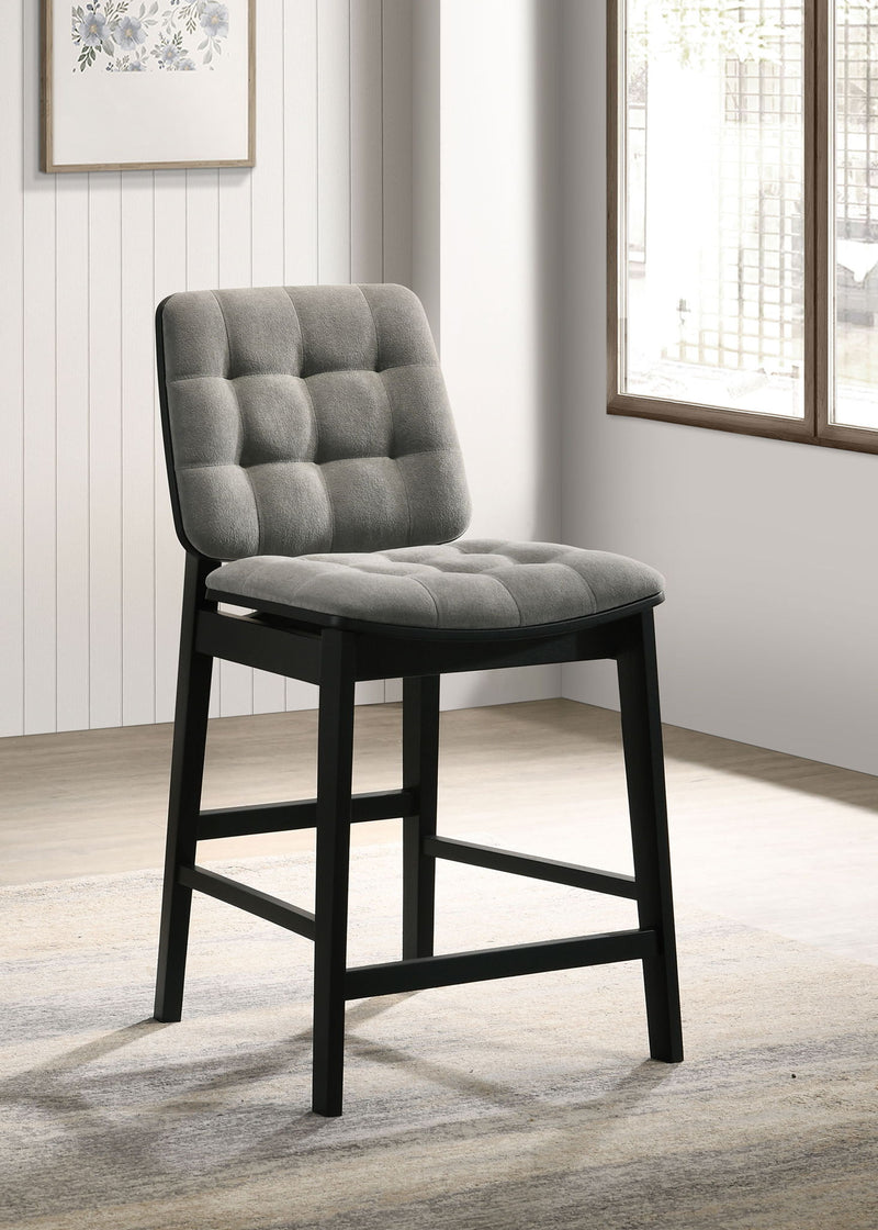 Redbridge Velvet Upholstered Counter Chair Grey and Black (Set of 2)