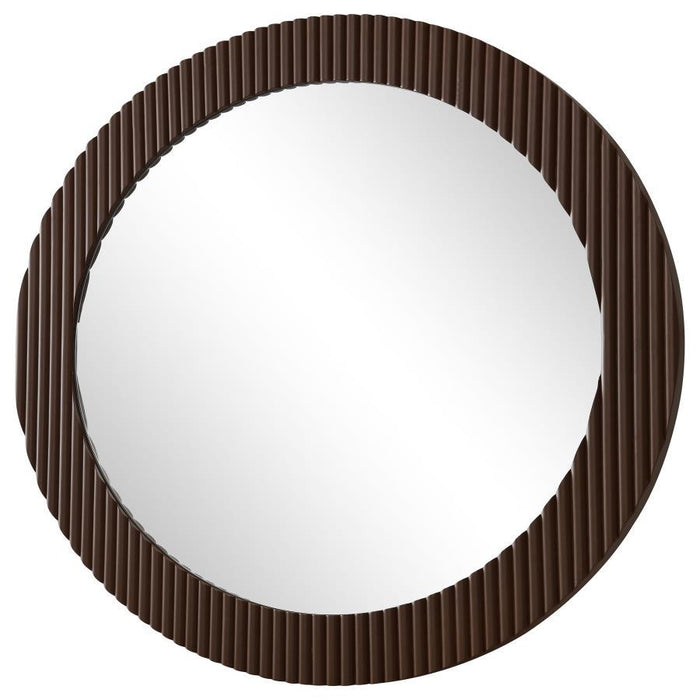 Dexter - Round Reeding Frame Wall Mirror - Brown