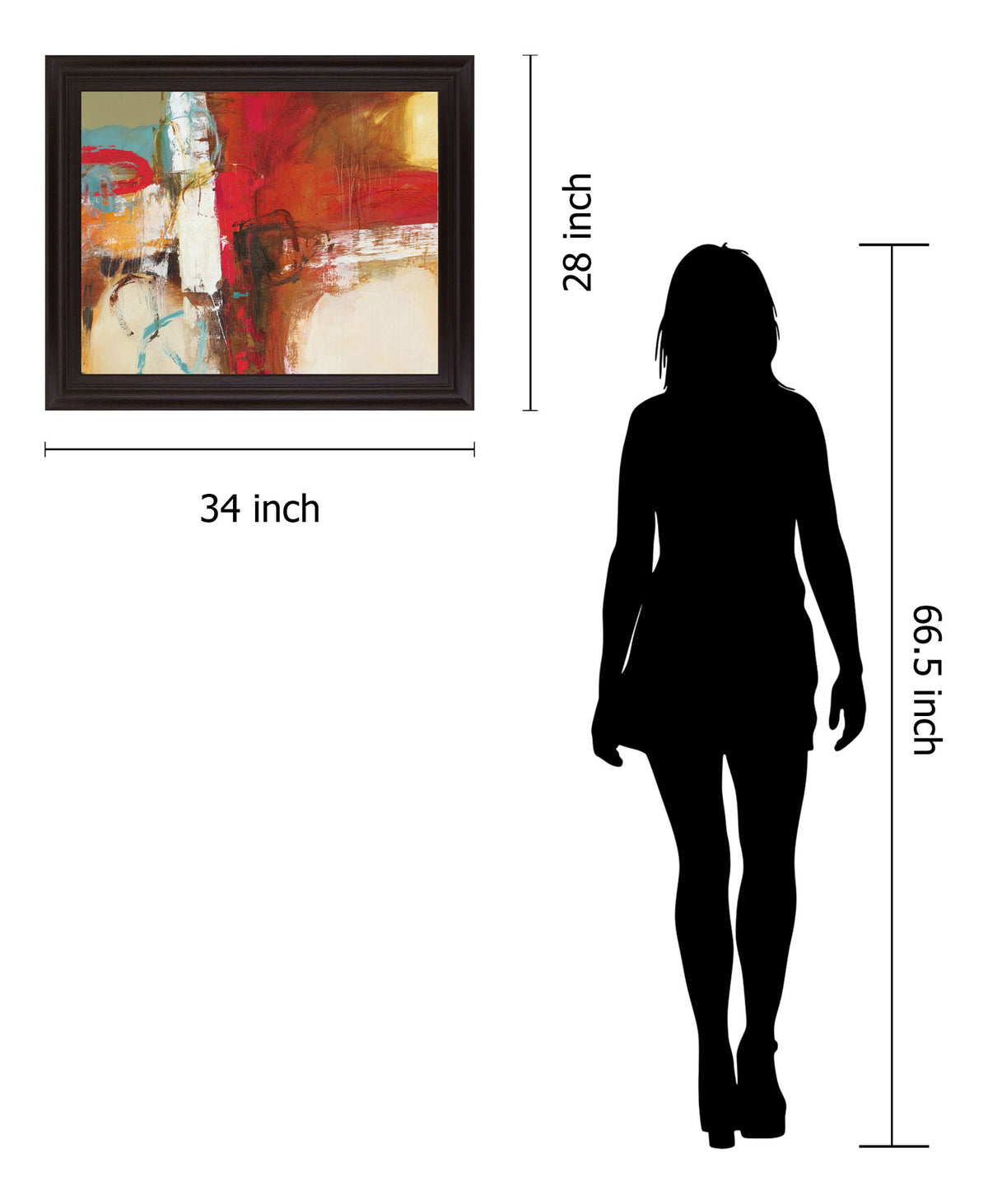 Scarlet Fusion - 28" x 34" Framed Wall Art - Red