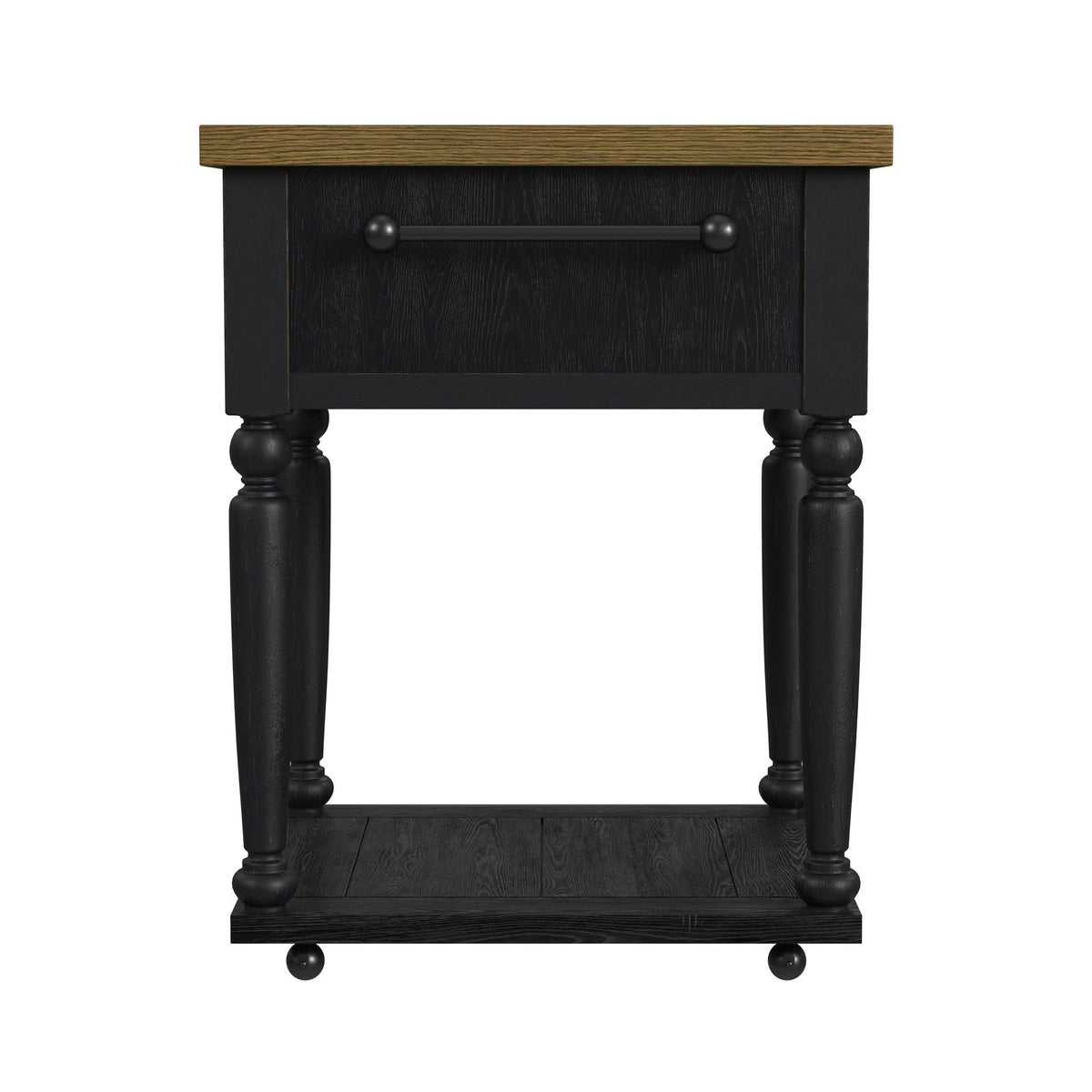 Heritage - Chopping Block Island With Casters - Oak Brown And Black