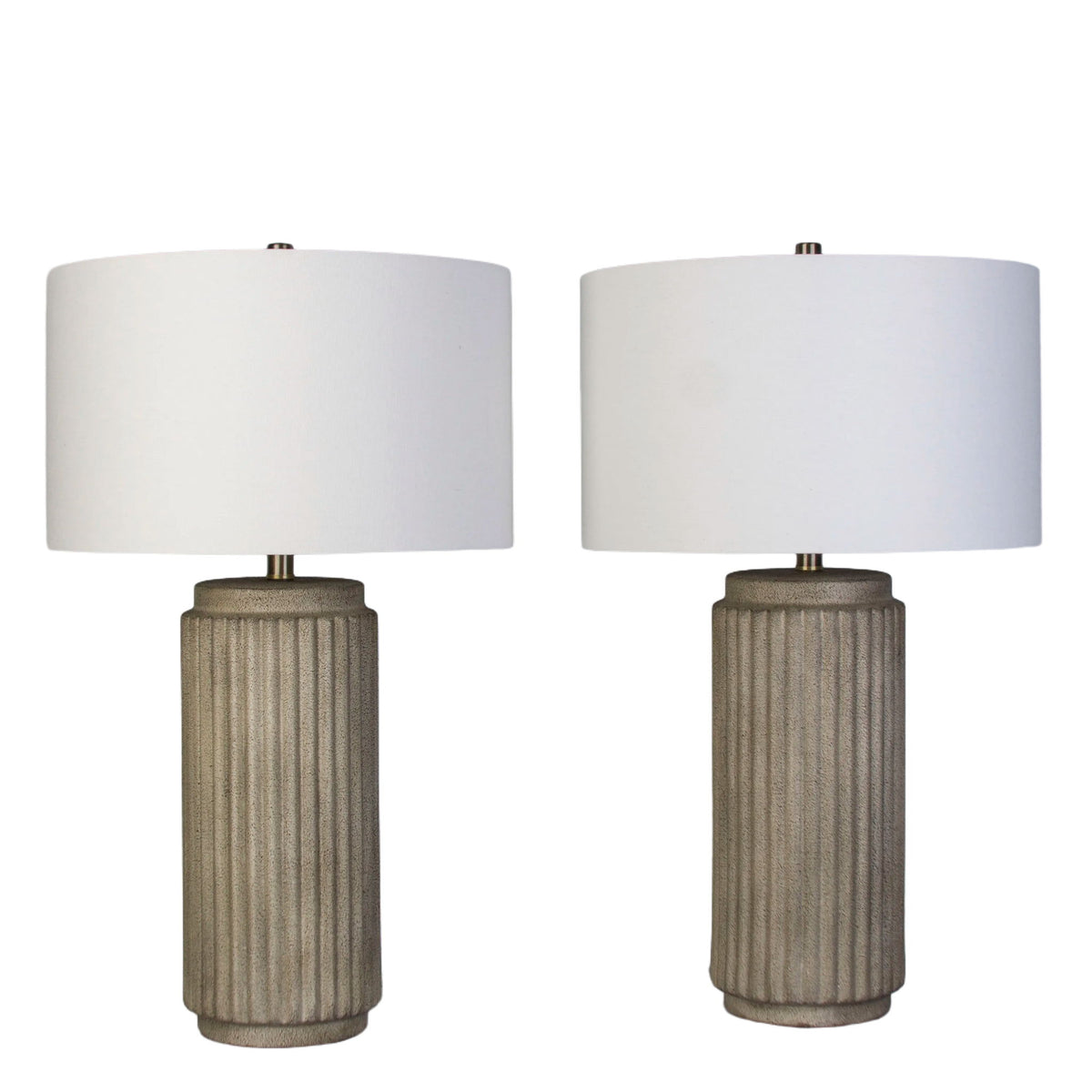 Ribbed Essence Ceramic Table Lamp (Set of 2) - Ribbed Stonewash