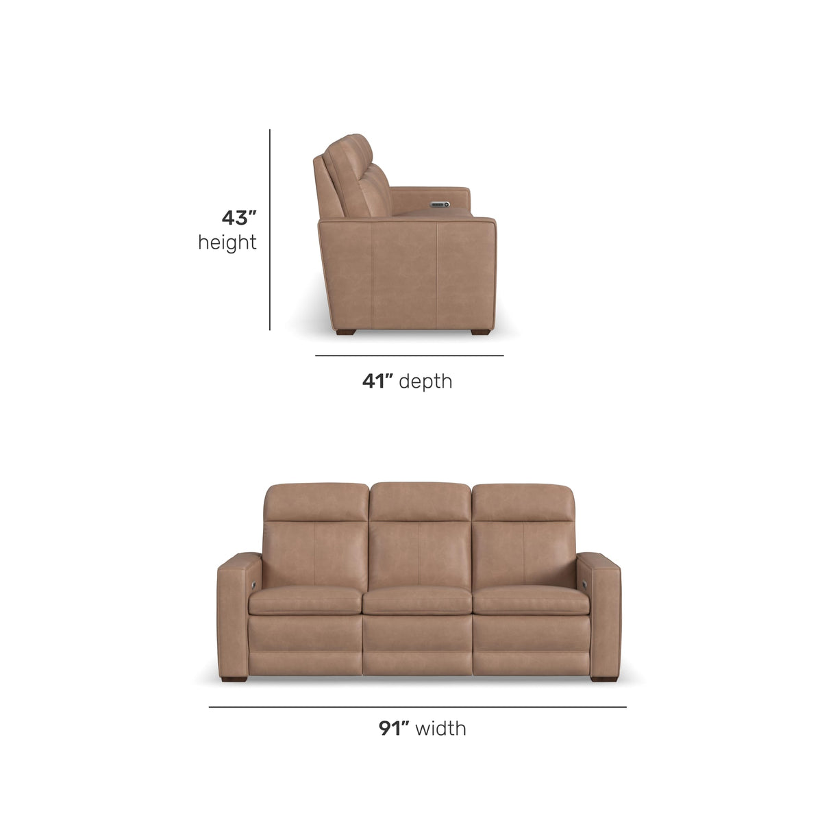 Flexsteel Dutch Power Reclining Sofa with Console, Power Headrest, & Lumbar