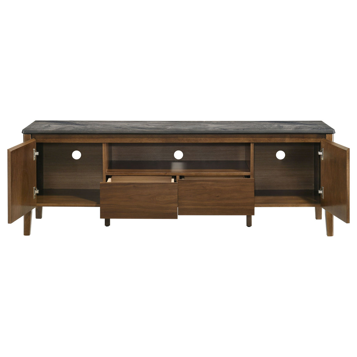 Bradley 63-inch 2-Door SmartTop TV Stand Smokey Grey and Brown