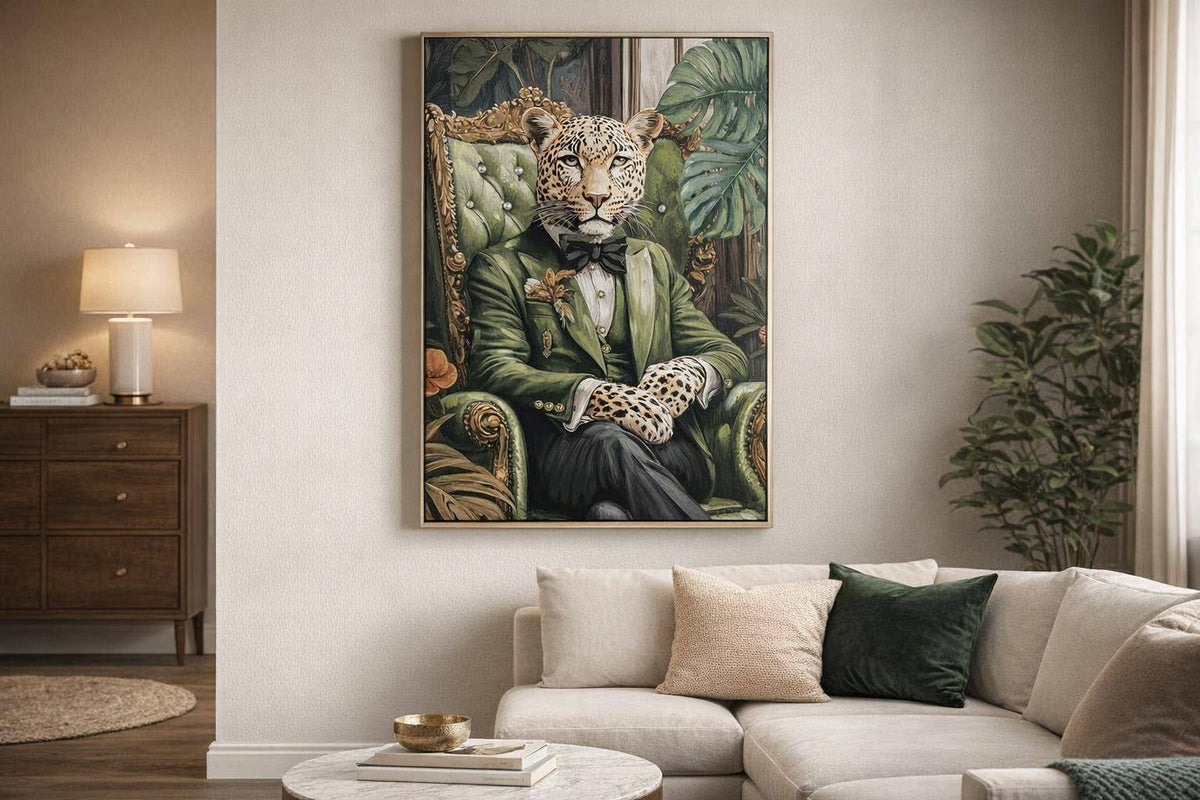 Emerald Aristocrat Hand-Embellished Canvas In Frame - Green / Gold