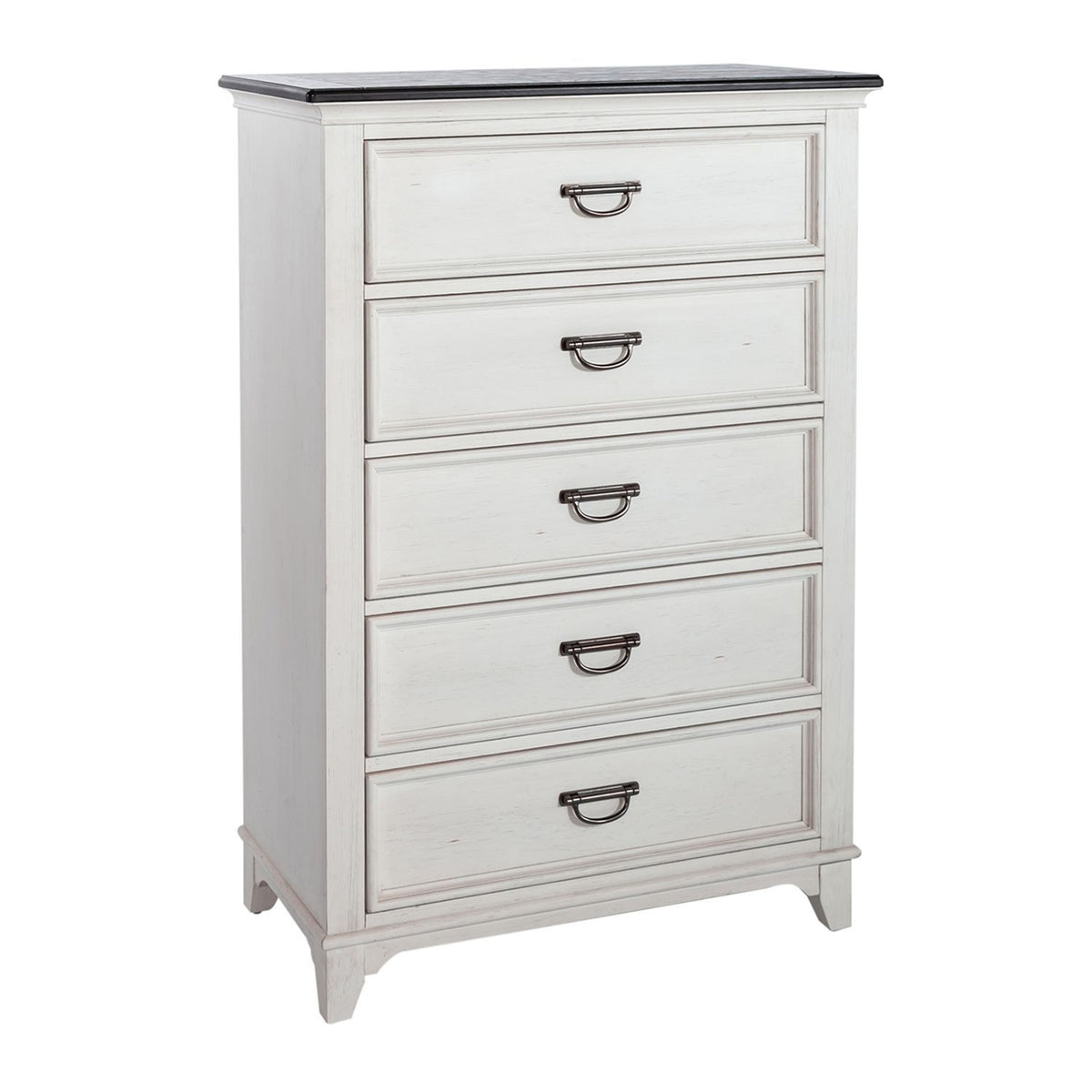 Allyson Park - 5 Drawer Chest - Wirebrushed White / Charcoal