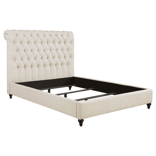 Devon 57-inch Upholstered Full Panel Bed Beige