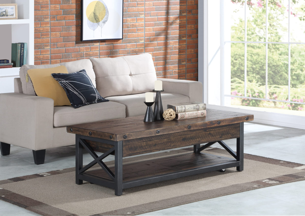 Flexsteel Carpenter Rectangular Lift-Top Coffee Table with Casters