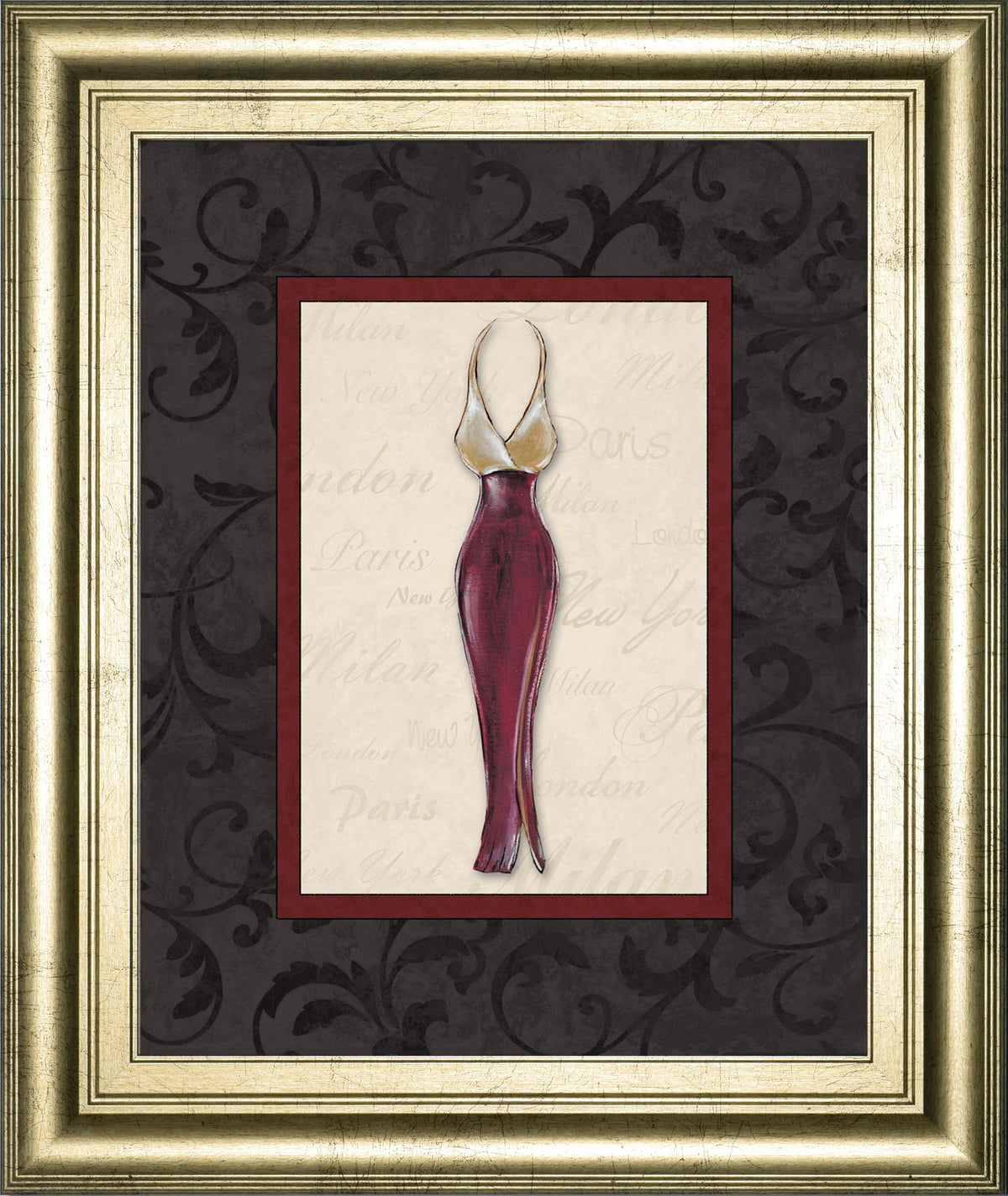Fashion Dress Il By Susan Osbourne Framed Print Wall Art - Dark Gray