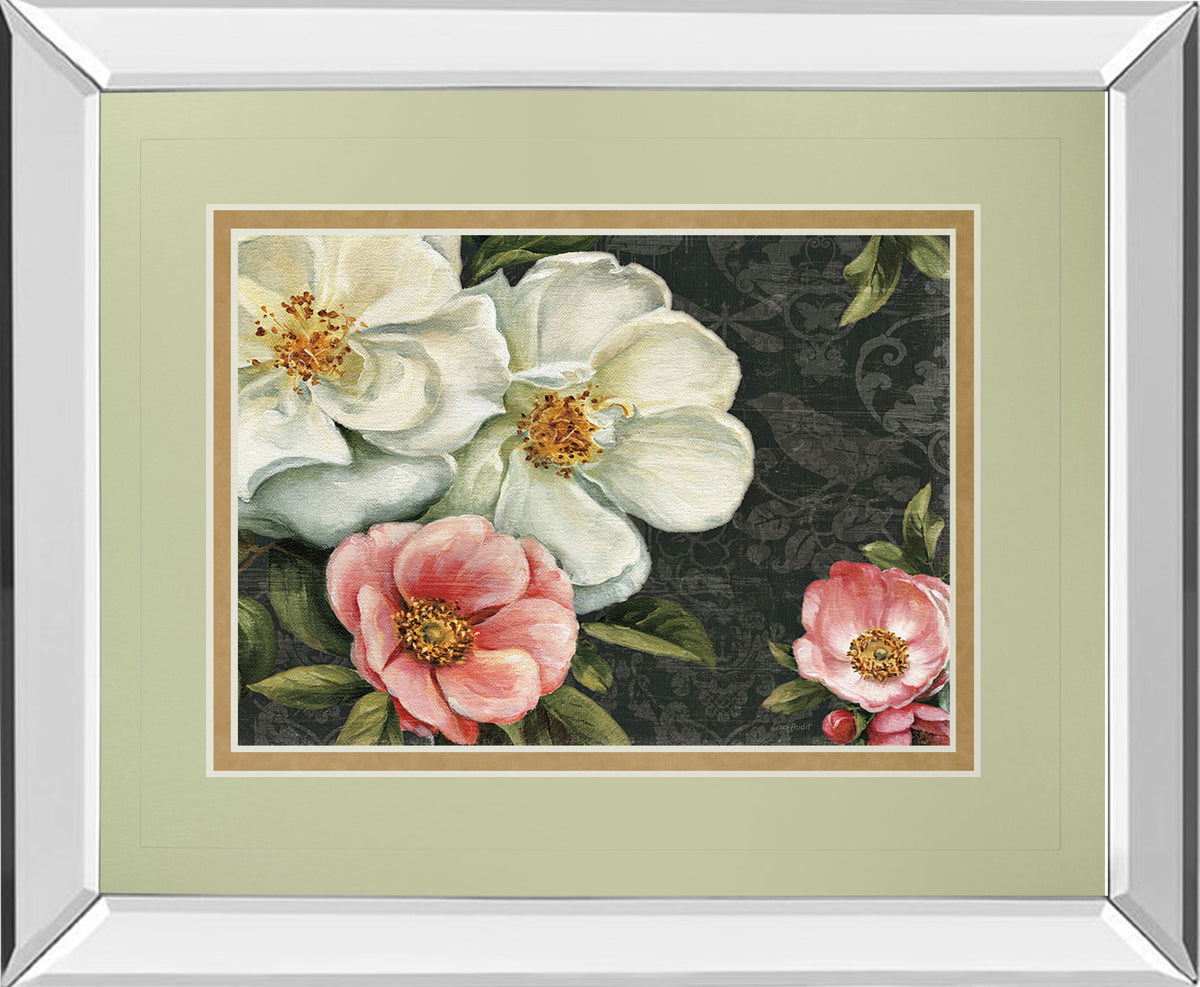 Floral Damask I By Lisa Audit - Mirror Framed Print Wall Art - Beige