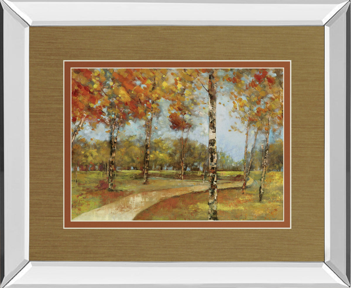 Autumn Path By Carmen Dolce - Mirror Framed Print Wall Art - Light Brown