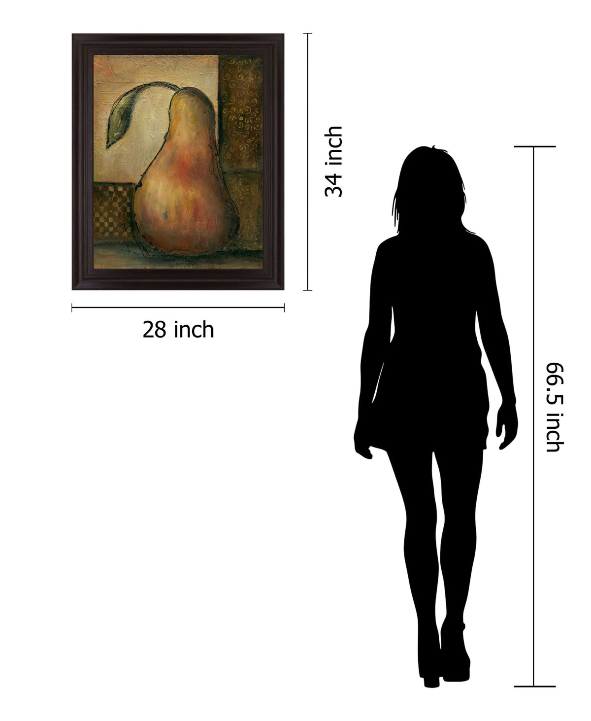 Sunlit Orchard Pear - 28" x 34" Framed Wall Art - Dark Brown