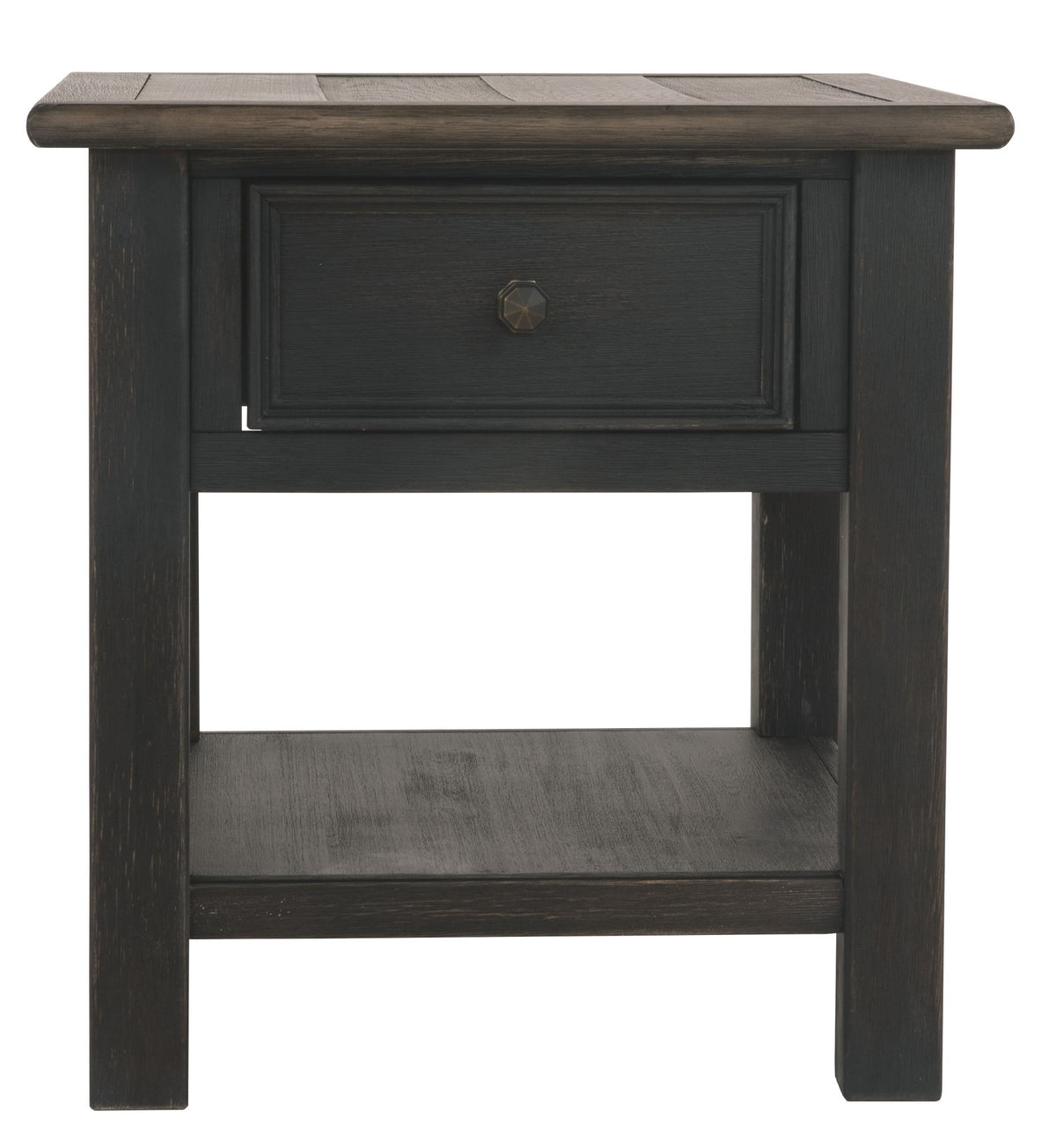 Tyler Creek - Rectangular End Table - Grayish Brown / Black