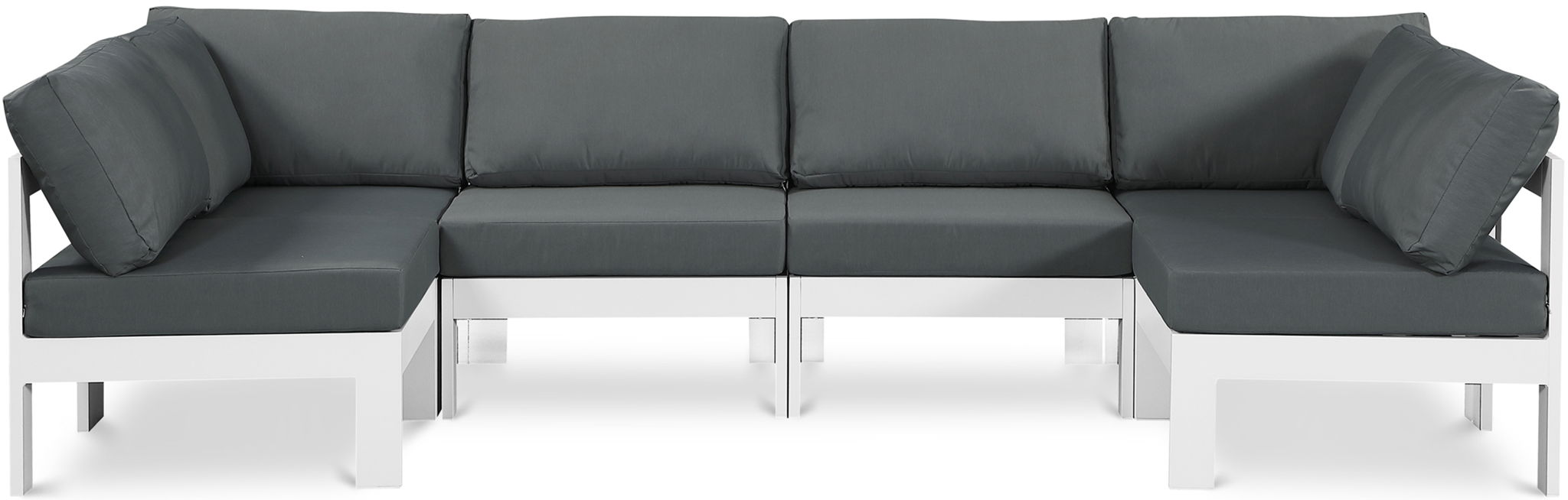 Nizuc - Outdoor Patio 6 Piece Modular Sectional With White Frame