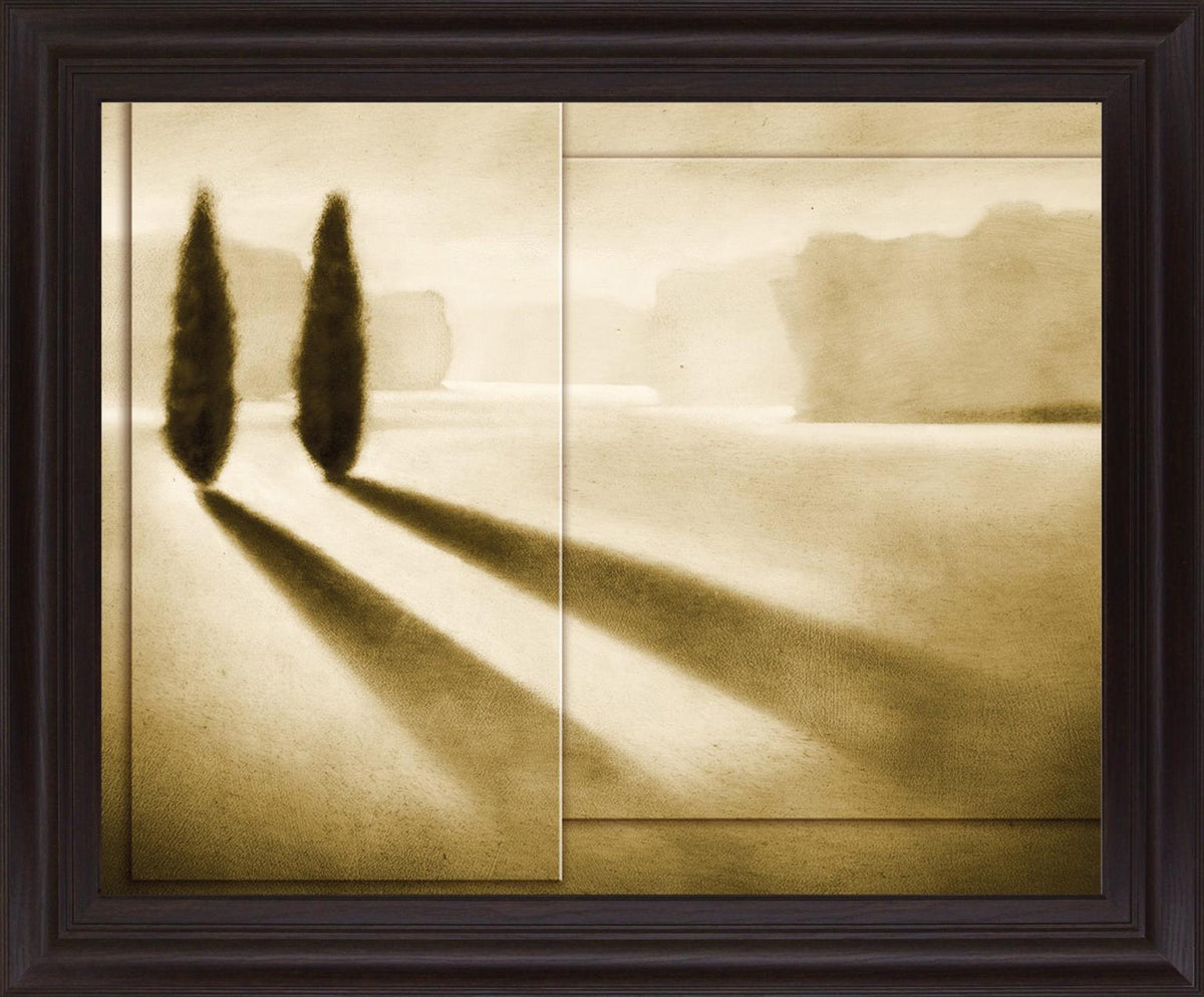 Silent Shadowscape - 28" x 34" Framed Wall Art - Light Brown