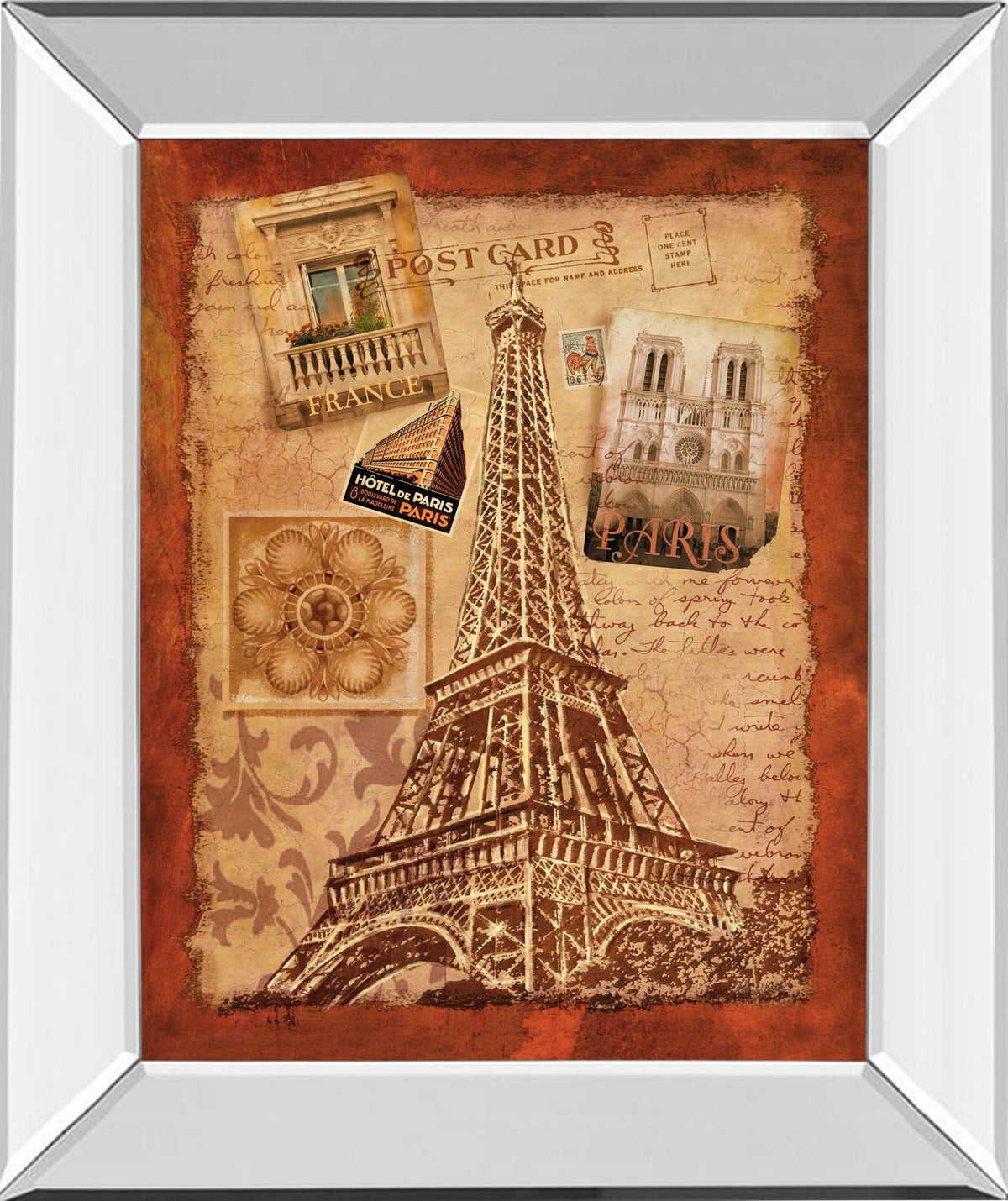 Memories Of Paris By Conrad Knutsen - Mirror Framed Print Wall Art - Light Brown