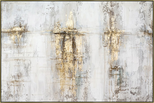 Hand Painted Textured Canvas With Foil In Magic Frame - Silver