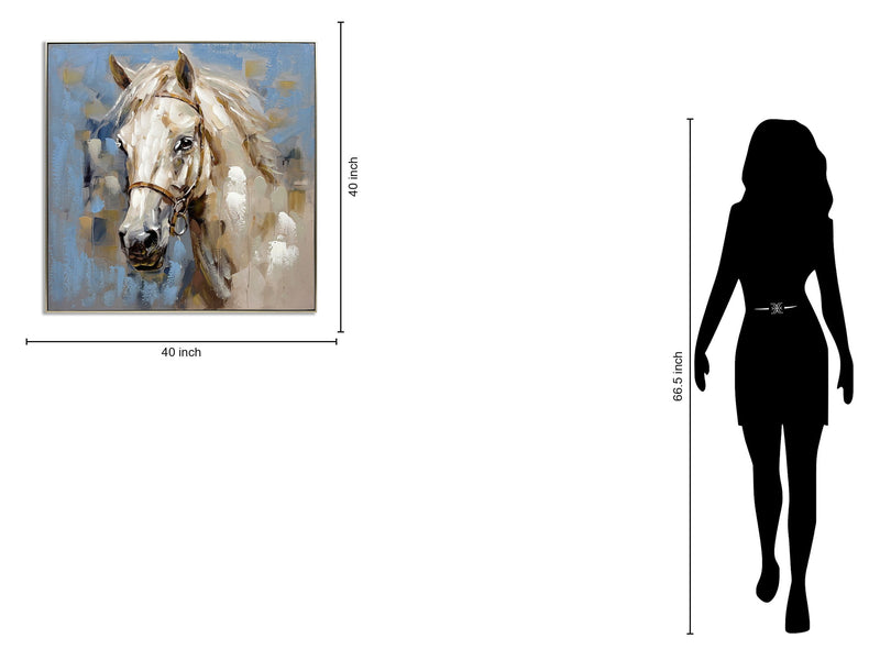Golden Mane Majesty - 40" x 40" Framed Wall Art - Blue