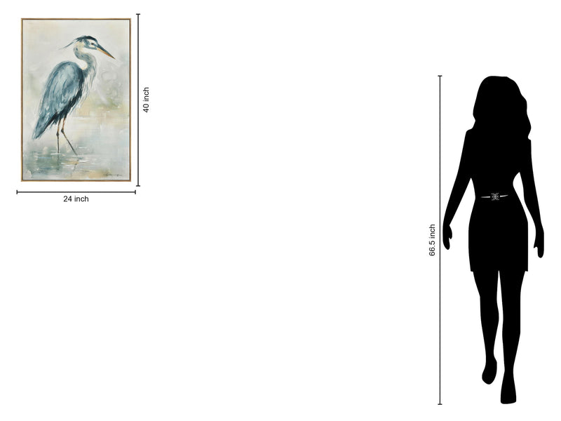 Azure Wading Grace - 39" x 24" Framed Wall Art - Beige